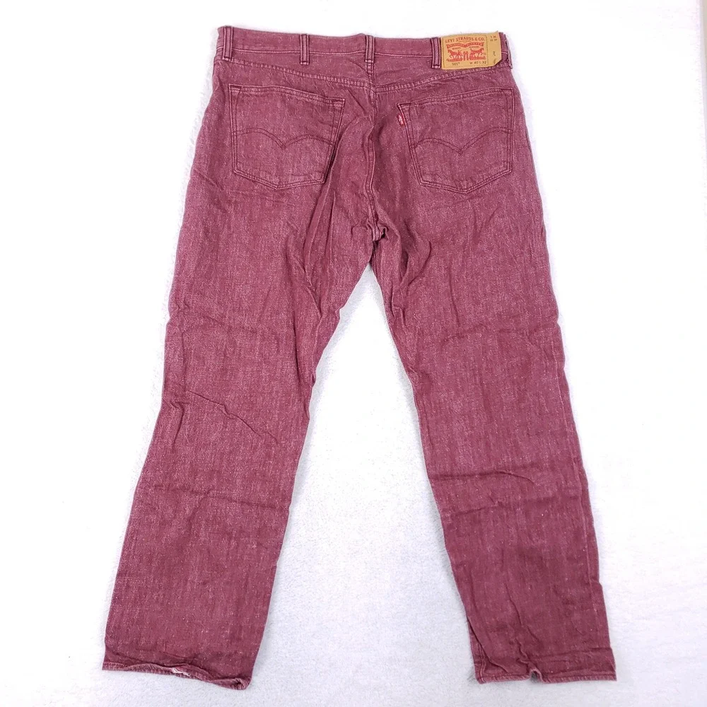 Levi's 501 White Oak Cone Denim Mens 40x32 Red Jeans Button Fly Heritage - Picture 12 of 14